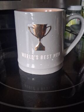 WORLD'S BEST MOM!!! Sheffield Home Gray Mug with Gold Trophy Accent